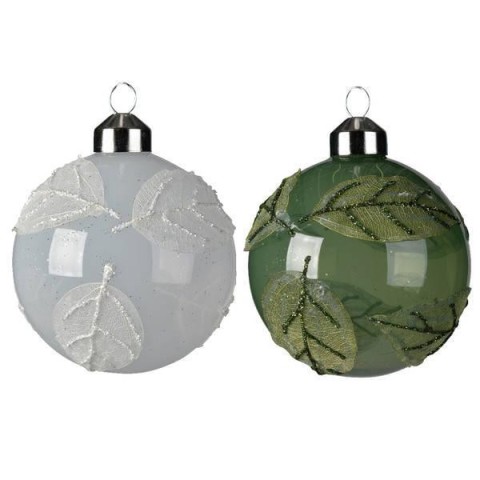 SFERA VETRO CON FOGLIE TESSUTO